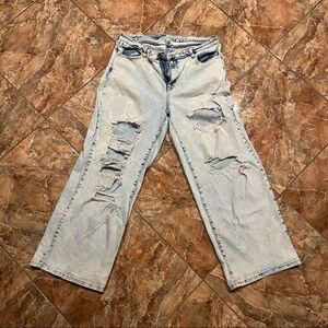 Rue21 Plus Size Light Wash Ripped Jeans Wide Leg